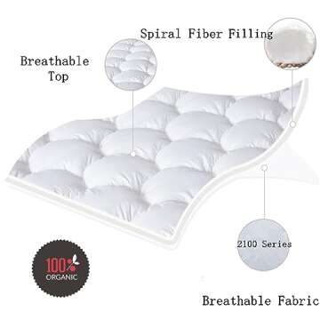 JURLYNE Mattress Pad Queen Size, Quilted Fitted Mattress Cover, Pillow Top with Fluffy Breathable 5D...
