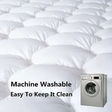 JURLYNE Mattress Pad Queen Size, Quilted Fitted Mattress Cover, Pillow Top with Fluffy Breathable 5D & 7D Spiral Fiber Filling, Cooling Mattress Topper Cover, Protector, White