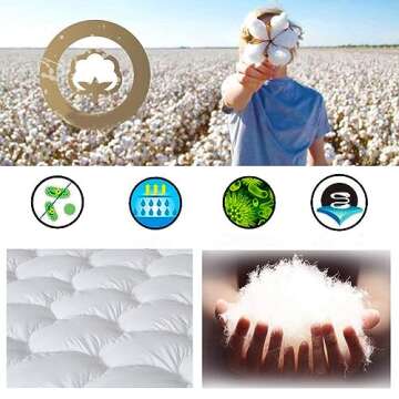 JURLYNE Mattress Pad Queen Size, Quilted Fitted Mattress Cover, Pillow Top with Fluffy Breathable 5D & 7D Spiral Fiber Filling, Cooling Mattress Topper Cover, Protector, White