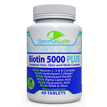 DermaSafe Biotin 5000 Plus - 7X More Effective for Hair, Skin and Nails - Complete Anti Aging Formul...