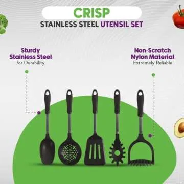 Crisp 6-Piece Stainless Steel Kitchen Utensils Set