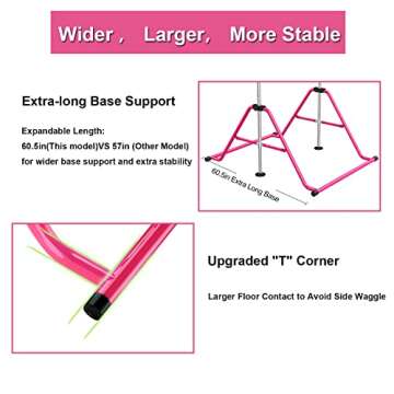 Tepemccu Expandable Gymnastics Bars,Adjustable Height Gymnastic Horizontal Bars,Junior Training Bar Children Folding Training Monkey Bars for Kids