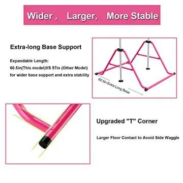 Tepemccu Expandable Gymnastics Bars,Adjustable Height Gymnastic Horizontal Bars,Junior Training Bar Children Folding Training Monkey Bars for Kids