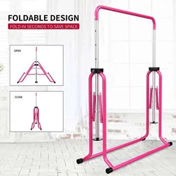 Tepemccu Expandable Gymnastics Bars,Adjustable Height Gymnastic Horizontal Bars,Junior Training Bar Children Folding Training Monkey Bars for Kids