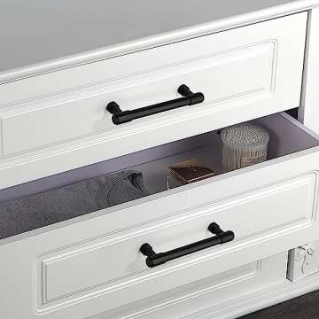 khtumeware Matte Black Cabinet Pulls - Center to Center 4" (Approx. 102MM) - Pack of 12 - Kitchen Handles for Cabinets Cupboard Handles Drawer Pulls