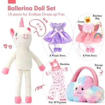 Unicorns Toys for Girls Age 4-6 - Ballerina Doll Stuffed Animal Toys for Girls 3-5, Ballet Dress up ...