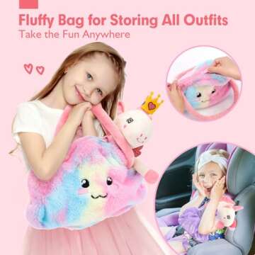 Unicorns Toys for Girls Age 4-6 - Ballerina Doll Stuffed Animal Toys for Girls 3-5, Ballet Dress up Doll, 3 Set Clothes and Accessories with Plush Bag, 3 4 5 Year Old Girl Gifts Easter Basket Stuffers