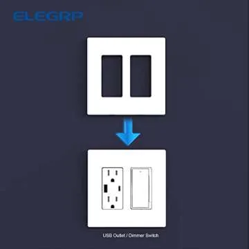 ELEGRP 2-Gang Screwless Decorative Wall Plates, Mid-Size 4.88" height x 4.94" length Unbreakable Thermoplastic Faceplate Cover for Decorator Receptacle Outlet & Switch, UL Listed (5 Pack, Matte White)