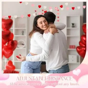 Breling Valentine's Day Felt Heart Garland Banner 5.25 Feet Long String of Hearts Garland 18 Handmade Valentines Decorations for Gothic Bridal Shower Party Wedding Wall Decors(Red, Pink, White)