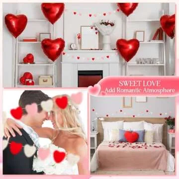 Breling Valentine's Day Felt Heart Garland Banner 5.25 Feet Long String of Hearts Garland 18 Handmade Valentines Decorations for Gothic Bridal Shower Party Wedding Wall Decors(Red, Pink, White)