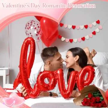 Breling Valentine's Day Felt Heart Garland Banner 5.25 Feet Long String of Hearts Garland 18 Handmade Valentines Decorations for Gothic Bridal Shower Party Wedding Wall Decors(Red, Pink, White)