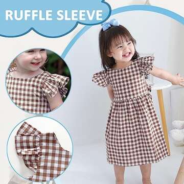 Zanie Kids Gingham Toddler Dress Bowknot Easter Dress Baby Girl Summer Playwear Outfits Plaid Brown 2 3T