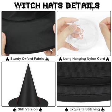 12 PCS Floating Witch Hats Halloween Decor Costume Accessories