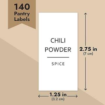 Talented Kitchen 140 Minimalist Spice Jar Labels - Preprinted Waterproof Organization Stickers - Black Text Seasoning Labels for Spice Jars