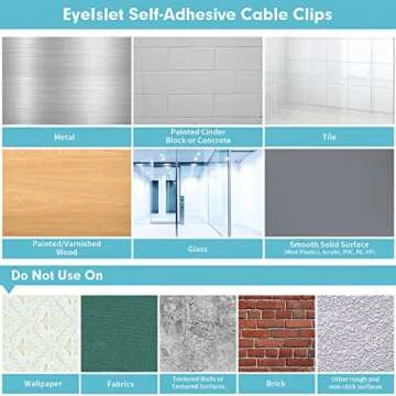 Self-Adhesive Cable Clips Organizer Drop Wire Holder Cord Management, Max Fitting Cable Diameter 0.27 inch, Pack of 20, Transparent