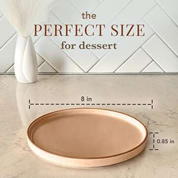 Mora Ceramic Flat Plates Set of 6-8 in - The Dessert, Salad, Appetizer, Small Lunch, etc Plate. Micr...