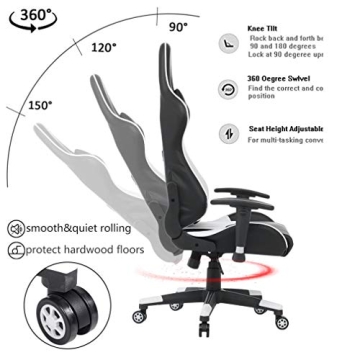 Devoko High Back Gaming Chair with Adjustable Armrests