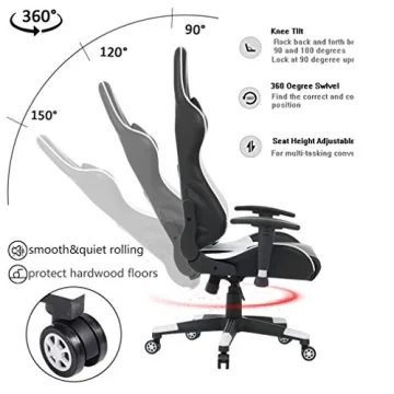 Devoko High Back Gaming Chair with Adjustable Armrests