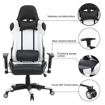 Devoko High Back Gaming Chair with Adjustable Armrests