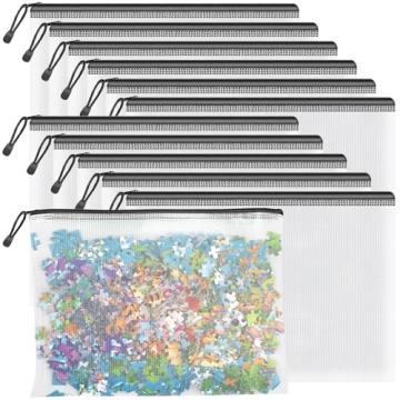 Umriox Mesh Zipper Pouch Puzzle Bags, 13.0x9.0 in (Black, 12 Packs), Letter Size A4 Size Zipper Bags...