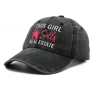 Waldeal Women's This Girl Real Estate Baseball Cap Adjustable Washed Twill Cotton Dad Hat Black