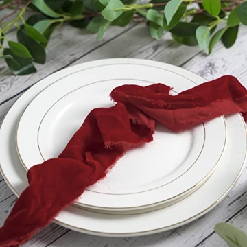 MEEDEE Velvet Ribbon Red 3 Inch Red Wide Ribbon Frayed Velvet Ribbon Raw Edge Silk Red Velvet Wreath Ribbon For Flower Bouquet, Photography, Dress Sash, Parties, Wedding, Outdoor Decorations (3 Yards)