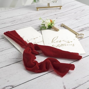 MEEDEE Velvet Ribbon Red 3 Inch Red Wide Ribbon Frayed Velvet Ribbon Raw Edge Silk Red Velvet Wreath Ribbon For Flower Bouquet, Photography, Dress Sash, Parties, Wedding, Outdoor Decorations (3 Yards)