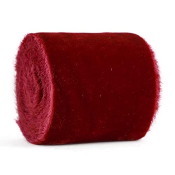 MEEDEE Velvet Ribbon Red 3 Inch Red Wide Ribbon Frayed Velvet Ribbon Raw Edge Silk Red Velvet Wreath Ribbon For Flower Bouquet, Photography, Dress Sash, Parties, Wedding, Outdoor Decorations (3 Yards)