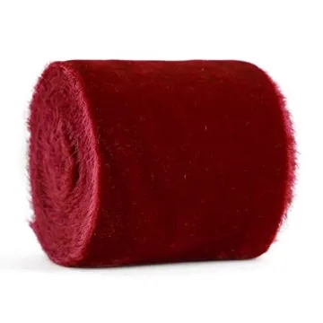 MEEDEE Velvet Ribbon Red 3 Inch Red Wide Ribbon Frayed Velvet Ribbon Raw Edge Silk Red Velvet Wreath Ribbon For Flower Bouquet, Photography, Dress Sash, Parties, Wedding, Outdoor Decorations (3 Yards)