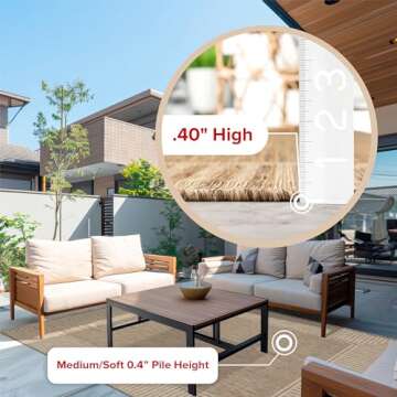 nuLOOM 4' x 6' Outdoor Area Rug, Casual Design With Striped Border, Stain Resistant, Highly Durable, For Patio, Balcony, Bedroom, Living Room, Dining Room, Bathroom, Light Brown