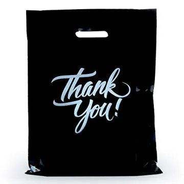 Infinite Pack Black 9"x12"(100pcs) Thank You Merchandise Bags, Die Cut Handles, Retail Shopping Bags...
