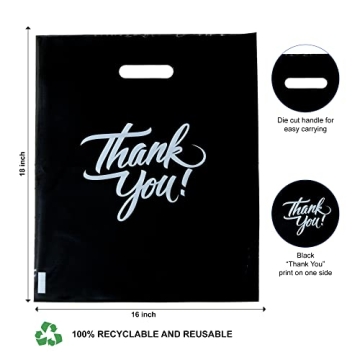 Infinite Pack Black 9x12 Thank You Merchandise Bags