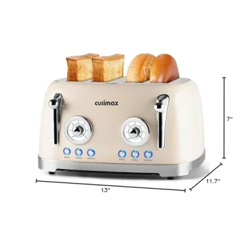 CUSIMAX Stylish 4 Slice Stainless Steel Toaster for All