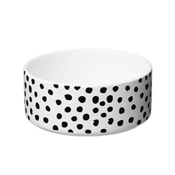 Amici Home Dots Pet Food Bowl | Pet Food and Water Dish | 28 Ounce Capacity | Dog Food Bowl with Whi...