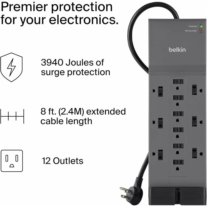 Belkin 12-Outlet Surge Protector Power Strip 8ft