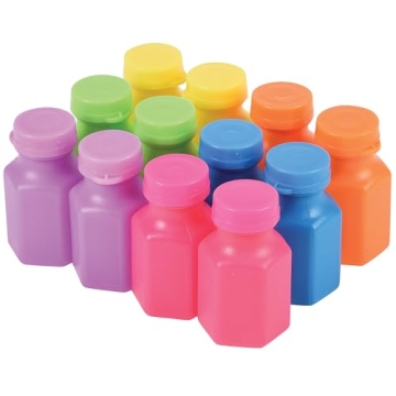 Neon Party Bubbles for Kids 12-Pack with Wands & Bottles