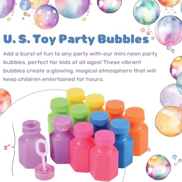 Neon Party Bubbles for Kids 12-Pack with Wands & Bottles