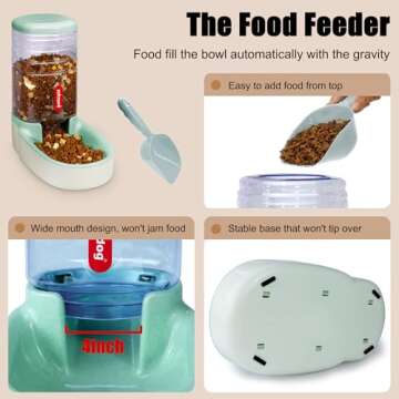 Automatic Pet Feeder Small&Medium Pets Automatic Food Feeder and Waterer Set 3.8L, Travel Supply Feeder and Water Dispenser for Dogs Cats Pets Animals
