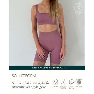 PAVOI ACTIVE SculptForm Collection | Women's Ribbed Seamless Sculpting 6" High Waisted Compression Biker Workout Shorts | Small, Black