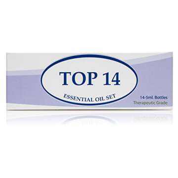 Essential Oil Set 14-5 ml Therapeutic Grade 100% Pure Frankincense, Lavender, Peppermint, Rosemary, Orange, Tea Tree, Eucalyptus, Grapefruit, Lemon, Lime, Clove, Spearmint, Lemongrass, Cinnamon