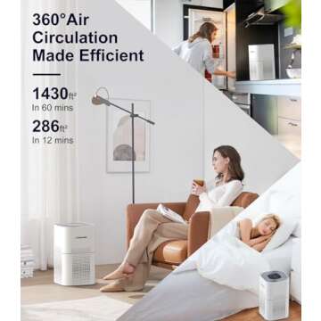 Air Purifier for Home Large Room,FRESHDEW H13 True HEPA Filter,Smart Wi-Fi Air Purifier up to 1430 Ft², Air Purifier for Bedroom with PM 2.5 Display for Pet Odor, Dust, Smoke, Wildfire (AP302 WiFi)