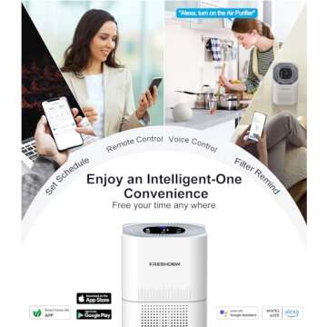 Air Purifier for Home Large Room,FRESHDEW H13 True HEPA Filter,Smart Wi-Fi Air Purifier up to 1430 Ft², Air Purifier for Bedroom with PM 2.5 Display for Pet Odor, Dust, Smoke, Wildfire (AP302 WiFi)