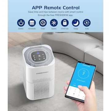 Air Purifier for Home Large Room,FRESHDEW H13 True HEPA Filter,Smart Wi-Fi Air Purifier up to 1430 Ft², Air Purifier for Bedroom with PM 2.5 Display for Pet Odor, Dust, Smoke, Wildfire (AP302 WiFi)
