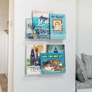 NIUBEE 16.5-Inch Acrylic Floating Bookshelves, 2-Pack, Clear Modern Wall Shelves for Child/Toddler?...