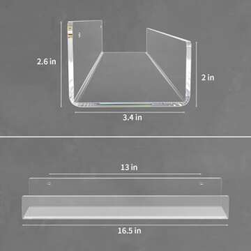 NIUBEE 16.5-Inch Acrylic Floating Bookshelves for Kids