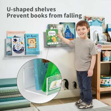 NIUBEE 16.5-Inch Acrylic Floating Bookshelves for Kids