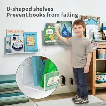 NIUBEE 16.5-Inch Acrylic Floating Bookshelves for Kids