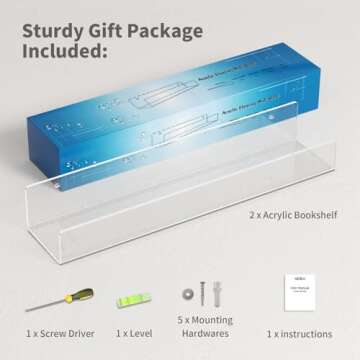 NIUBEE 16.5-Inch Acrylic Floating Bookshelves for Kids