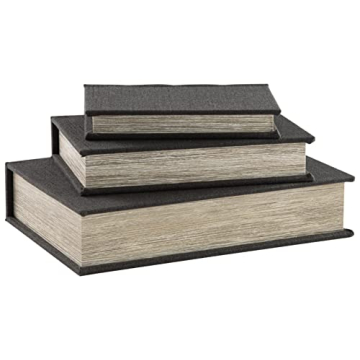 Signature Design by Ashley Jolina Vintage 3 Piece Faux Book Keepsake Storage Box Set, Black
