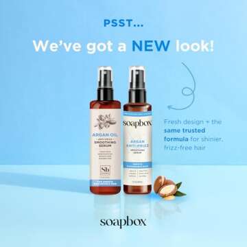 Soapbox Argan Oil Smoothing Serum, Anti-Frizz Serum For All Hair Types with Shea Butter & Vitamin E ...